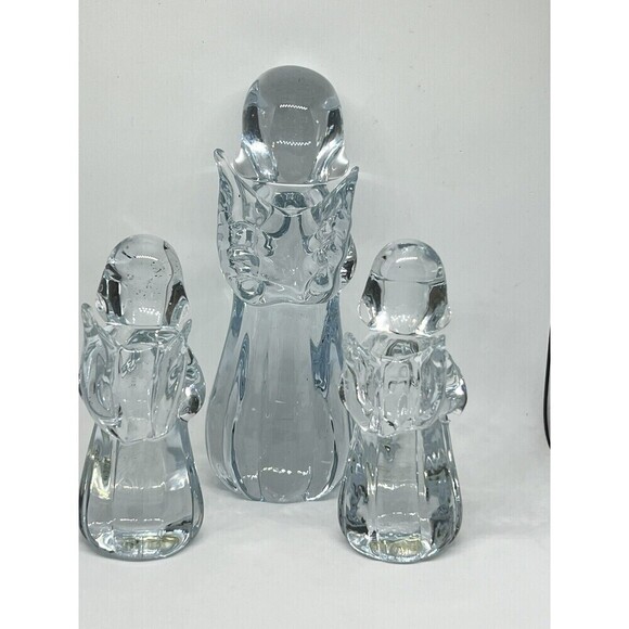 3 Vtg Two's Company Hand Blown Art Glass Clear Angel Christmas Mix Sz Figurine - Picture 3 of 11